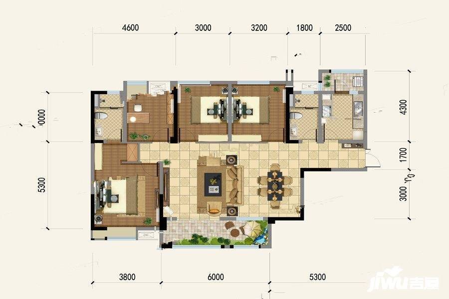 和信玲珑府4室2厅2卫142㎡户型图