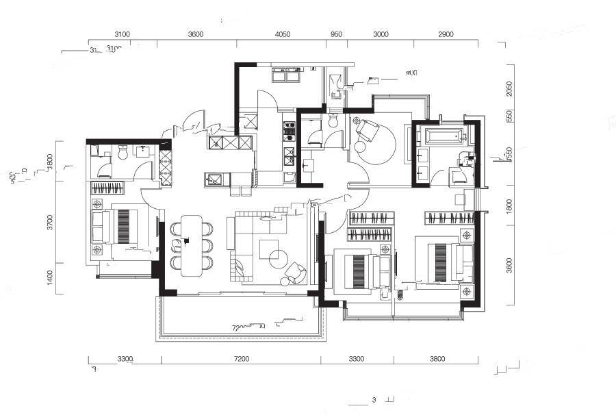 麓湖生态城4室2厅3卫170㎡户型图