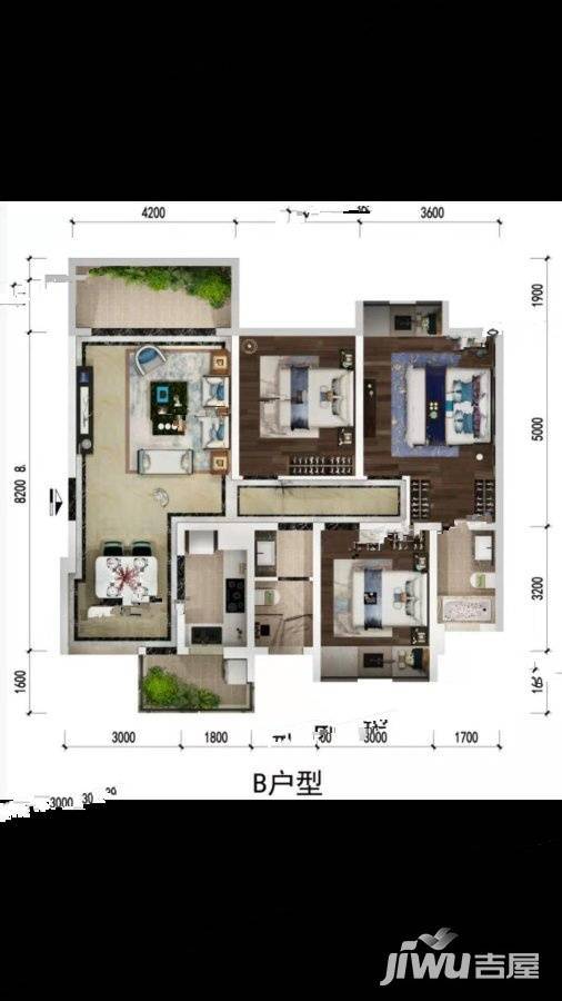 蜀郡清上居3室2厅2卫112㎡户型图