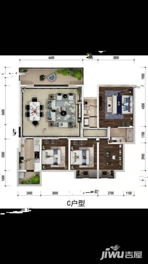 蜀郡清上居4室2厅2卫126㎡户型图