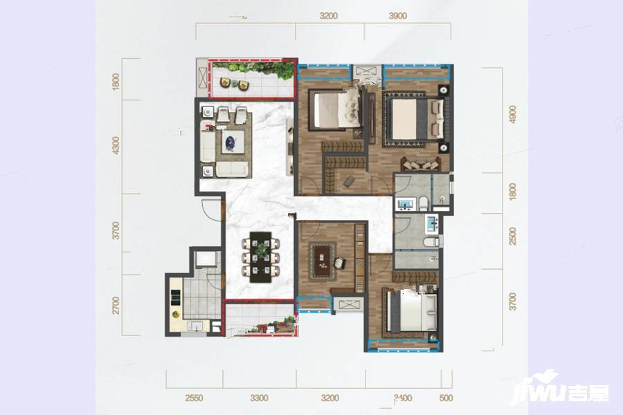 保利湖心岛4室2厅2卫146㎡户型图