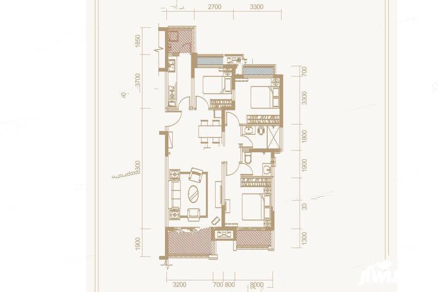 大都保峰玖著3室2厅2卫114㎡户型图