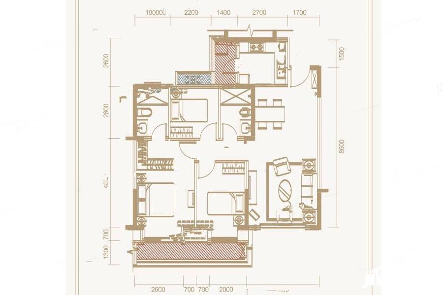 大都保峰玖著3室2厅2卫108㎡户型图