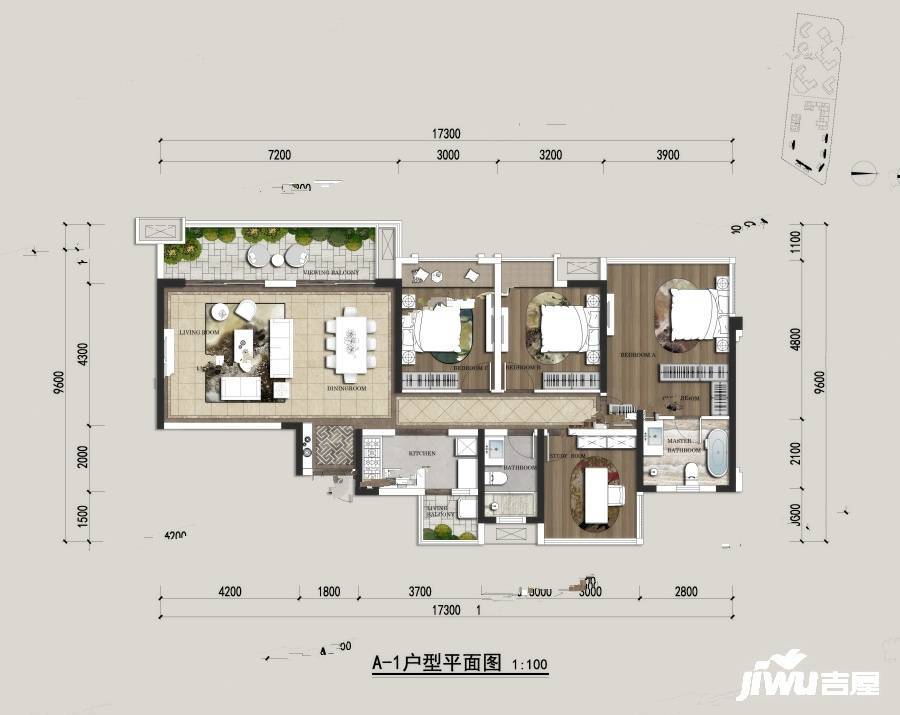 天府MIC4室2厅2卫135㎡户型图