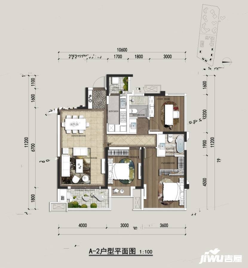 天府MIC3室2厅2卫109㎡户型图