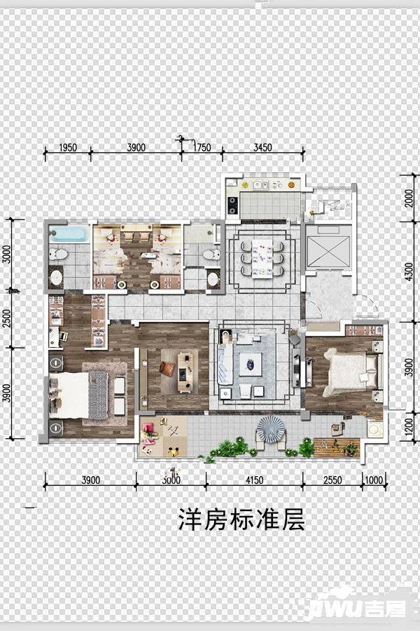 新希望锦官府4室2厅2卫145㎡户型图