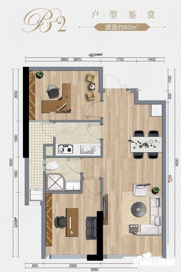 建发第五大道普通住宅80㎡户型图