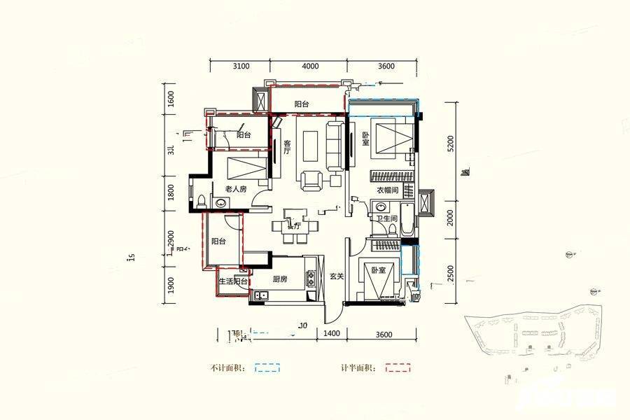 佳乐国际城4室2厅2卫123㎡户型图