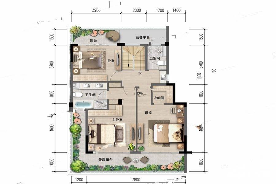 花样年大溪谷4室2厅3卫150.6㎡户型图