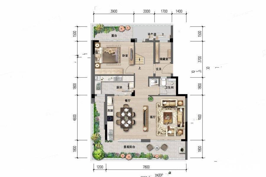 花样年大溪谷4室2厅3卫151.4㎡户型图