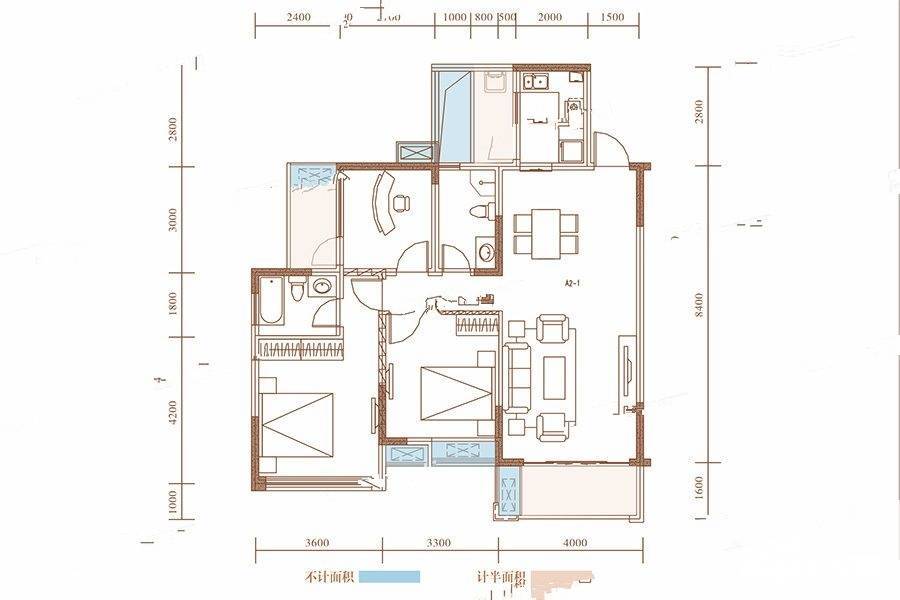 川网国际花园3室2厅2卫113㎡户型图