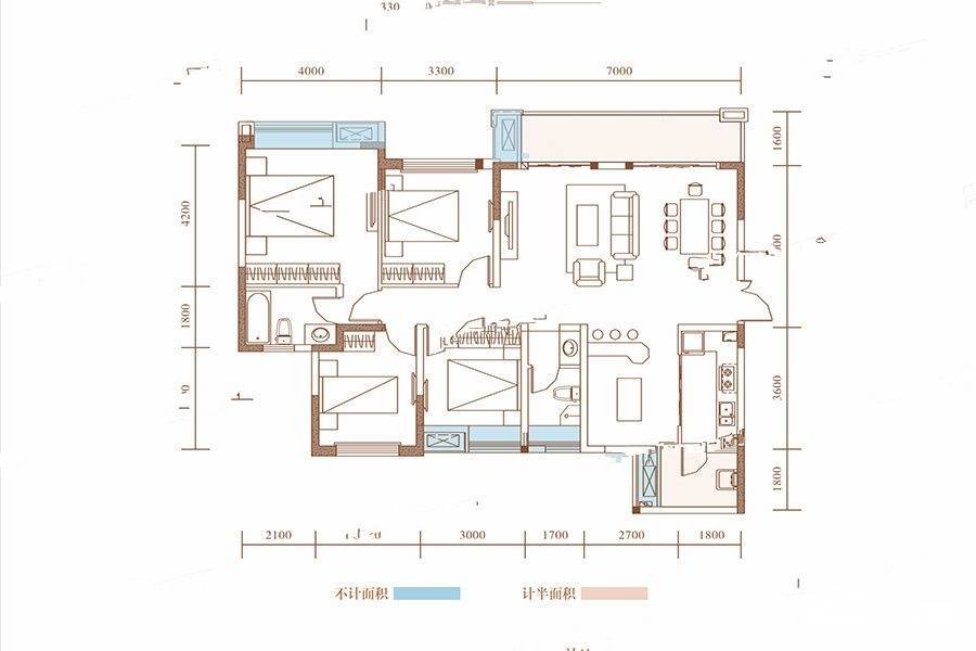 川网国际花园4室2厅2卫142㎡户型图