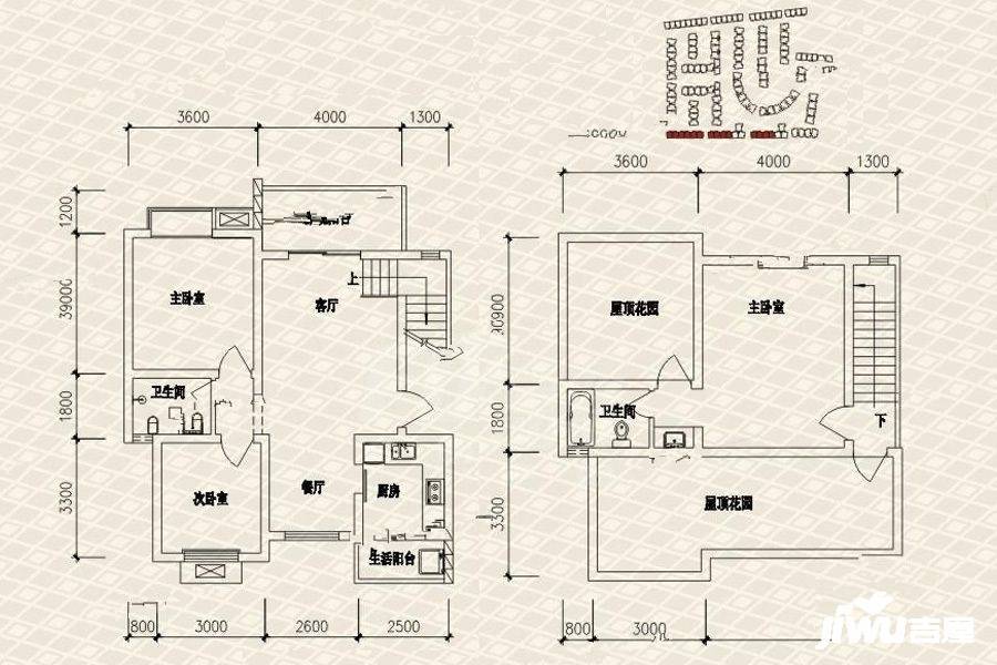 杜鹃城千万间3室2厅2卫117.5㎡户型图