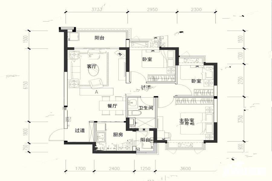 恒大银海湖4室2厅2卫130.8㎡户型图