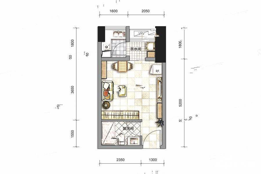 棠湖慕云湾普通住宅33㎡户型图