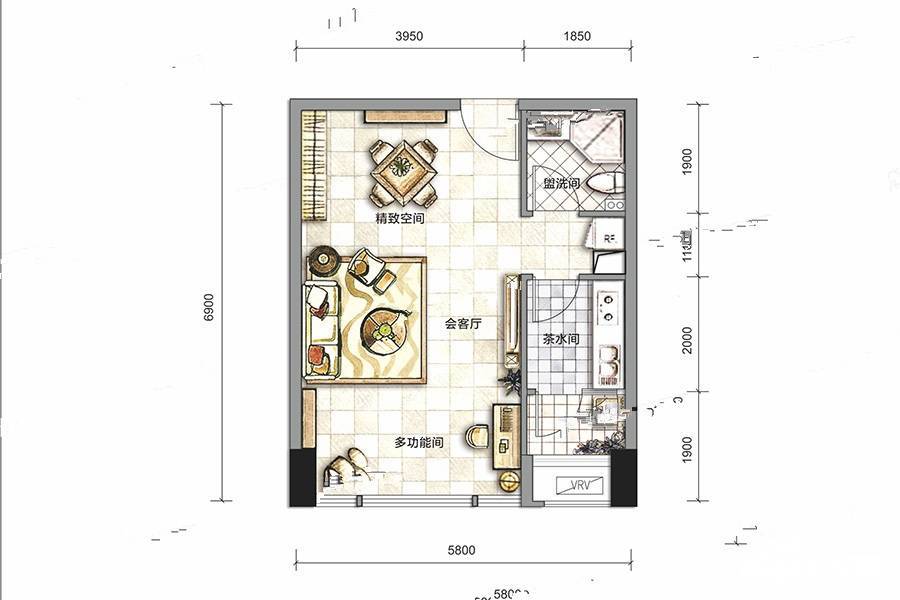 棠湖慕云湾普通住宅53㎡户型图