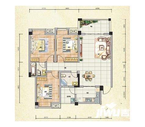 金山郡3室2厅2卫99.9㎡户型图