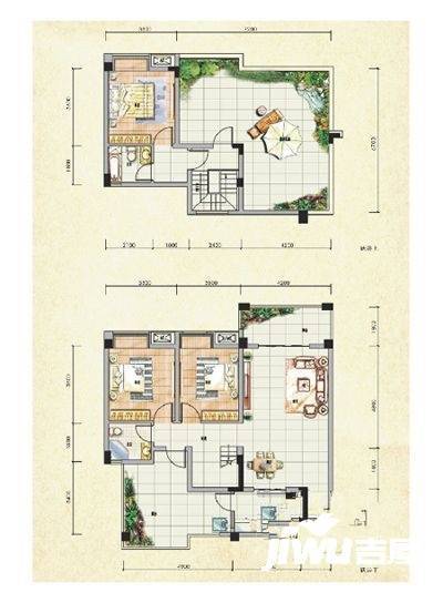 金山郡3室2厅2卫113.6㎡户型图