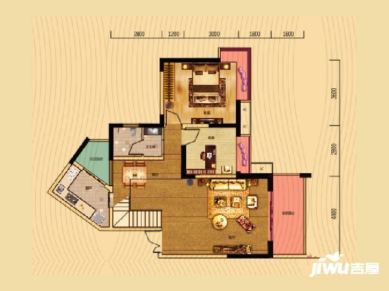 宝龙水岸金城3室2厅2卫138.1㎡户型图