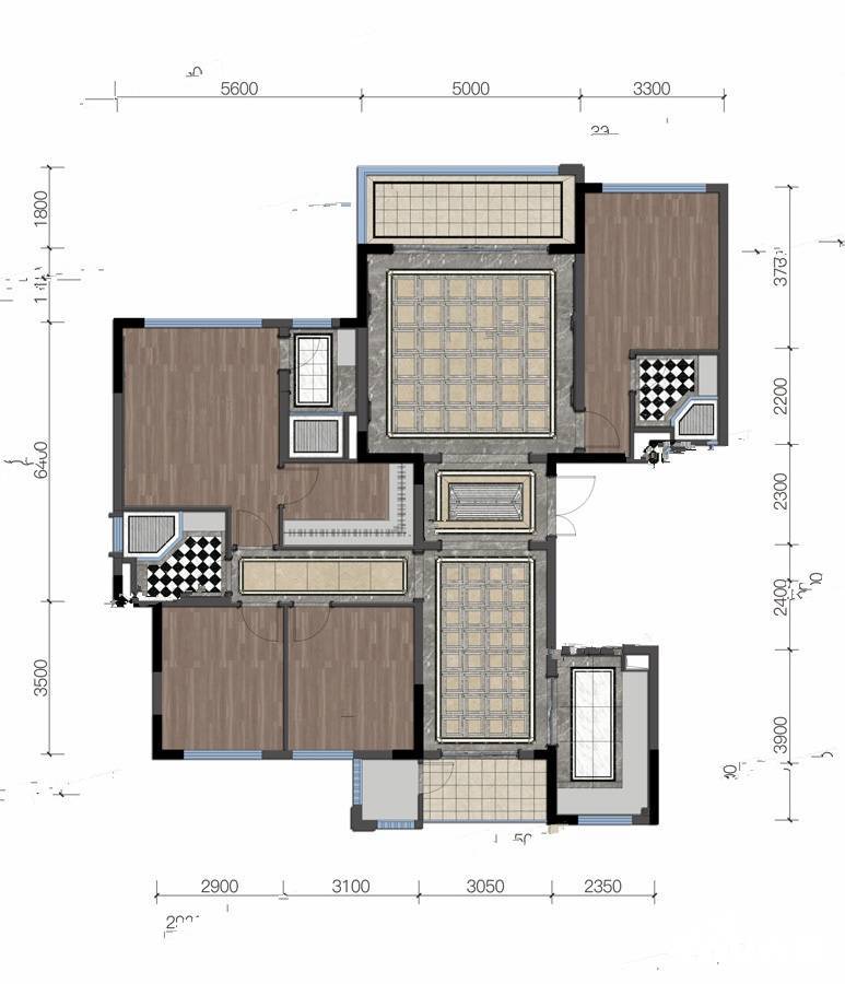 中国铁建西派宸樾4室2厅3卫170㎡户型图