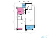 东城国际2室2厅1卫84.3㎡户型图