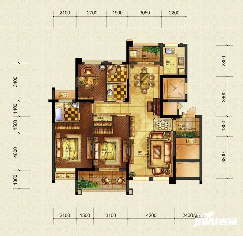 国际名都3室2厅2卫135㎡户型图