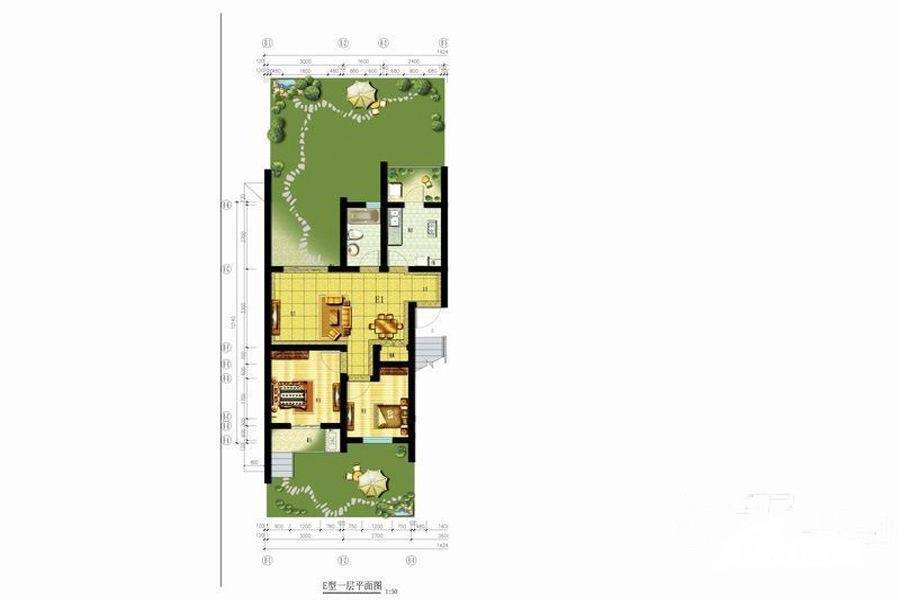 乐活原乡2室2厅1卫75.4㎡户型图