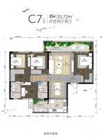 滨江领樾4室2厅2卫125.7㎡户型图