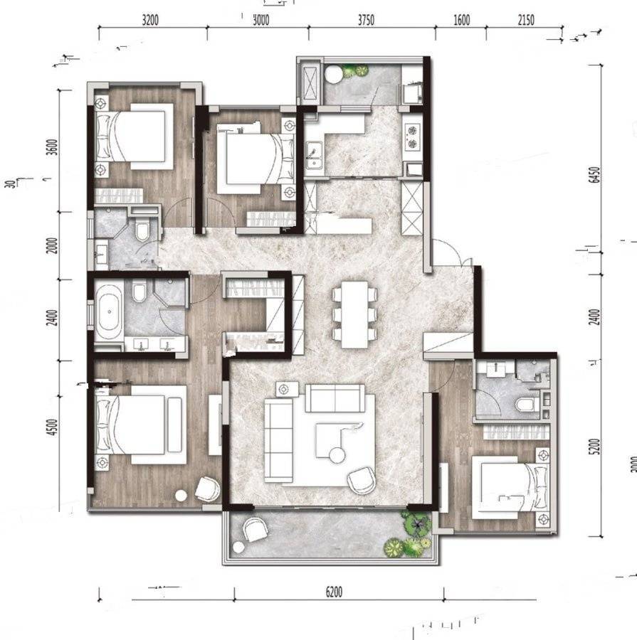 首开龙湖云著4室2厅2卫175㎡户型图