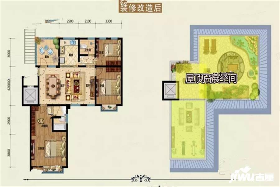 同力瞿上别院3室2厅2卫118.2㎡户型图