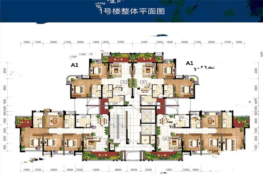 御景水岸2室2厅2卫87㎡户型图