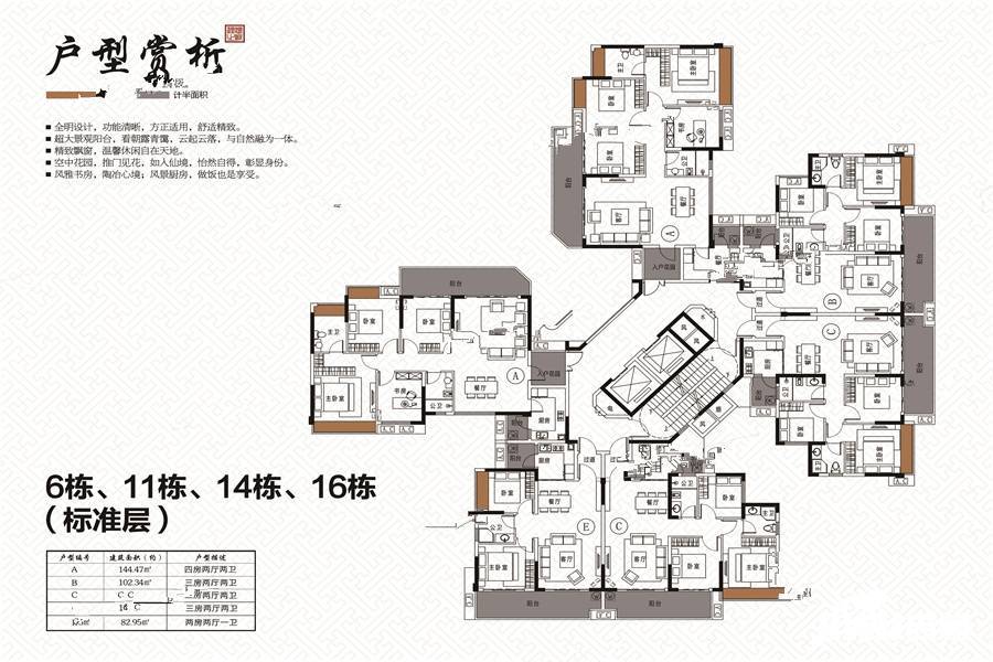 遵义理想城4室2厅2卫144.5㎡户型图