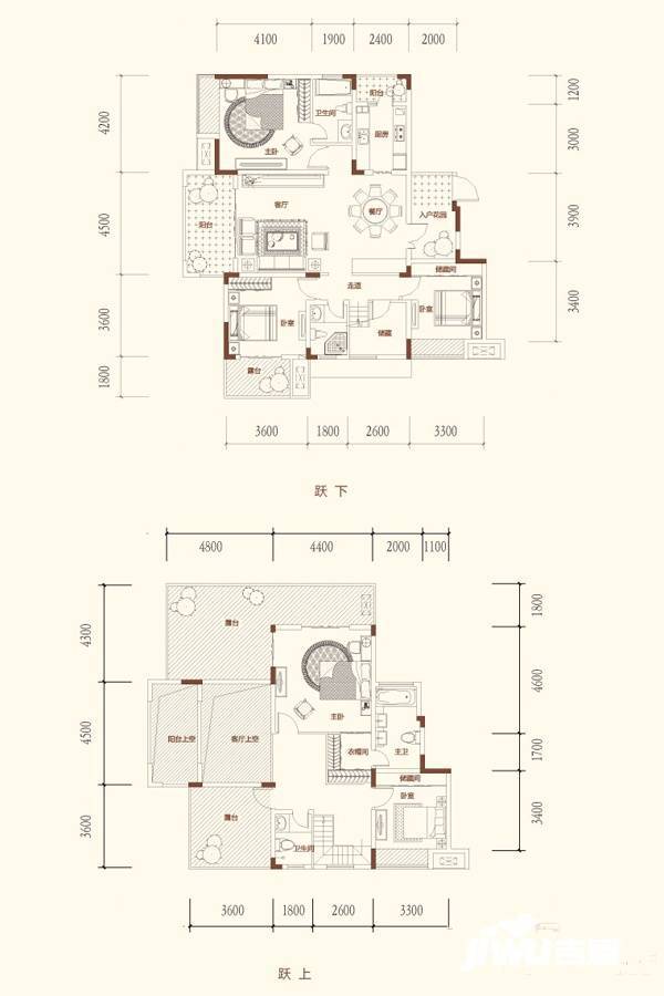 北新御龙湾5室2厅4卫214.3㎡户型图