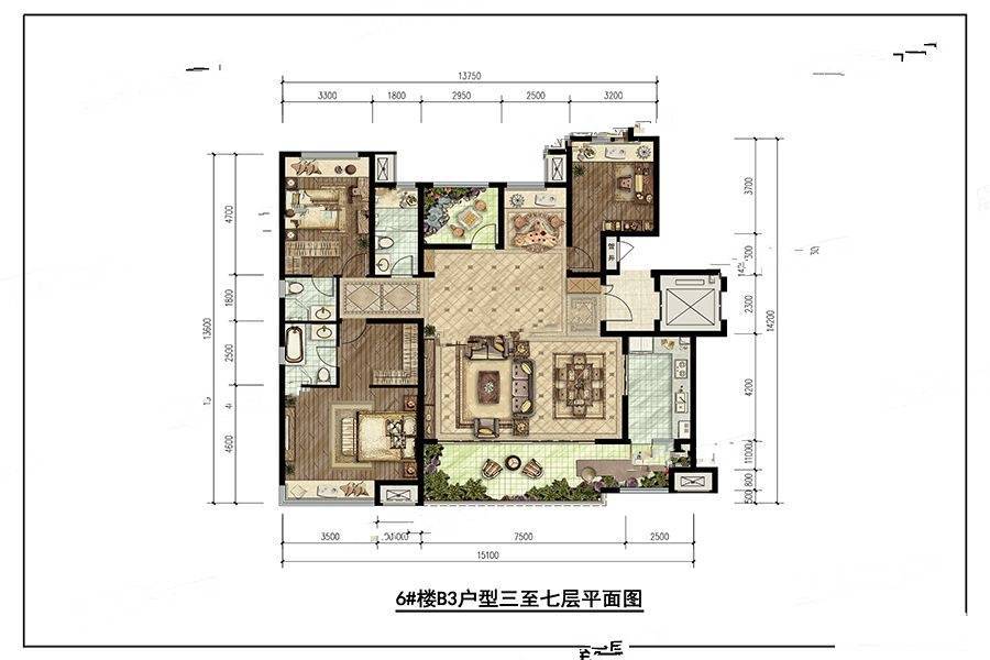 首创天阅嘉陵3室2厅3卫181.5㎡户型图