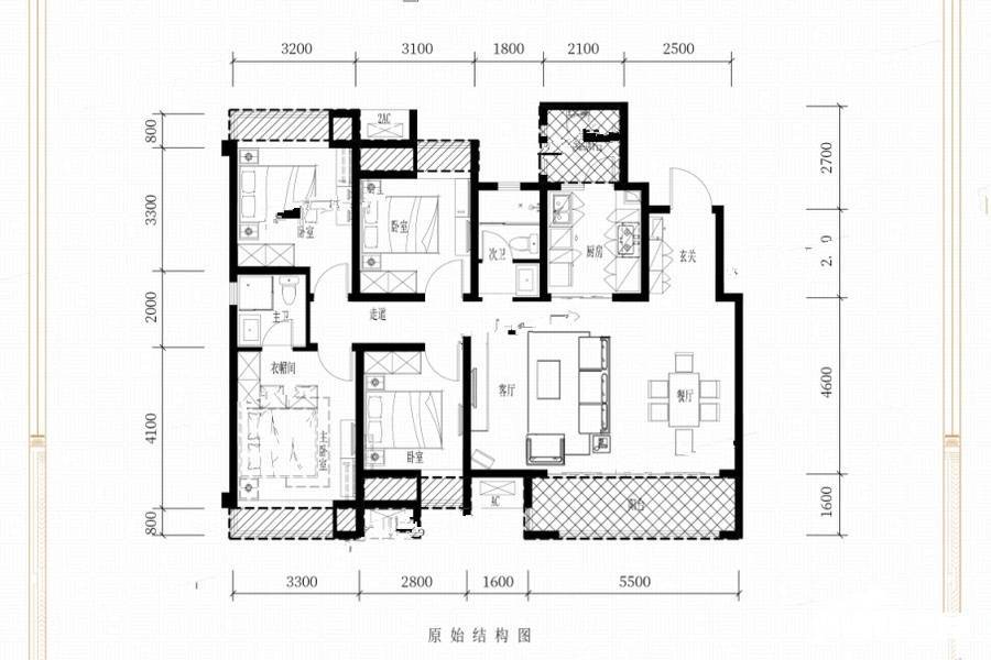 保利大国璟4室2厅2卫136㎡户型图