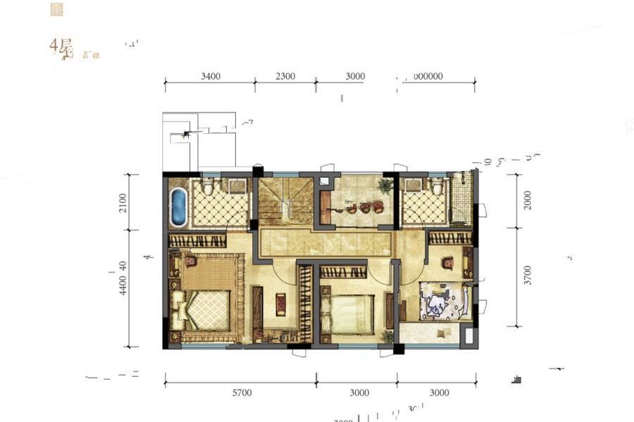 龙湖嘉天下5室3厅4卫173㎡户型图