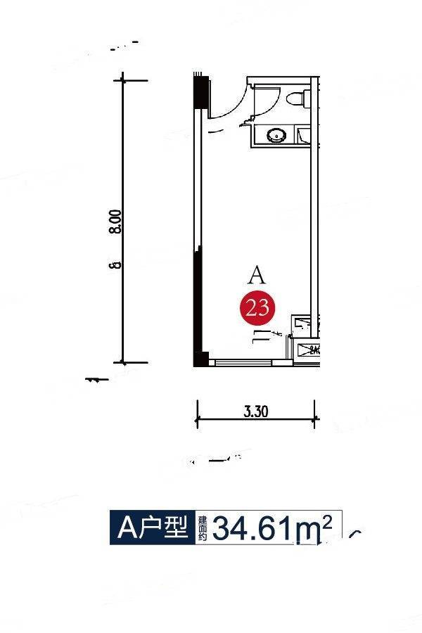 鲁能领秀城普通住宅34.6㎡户型图