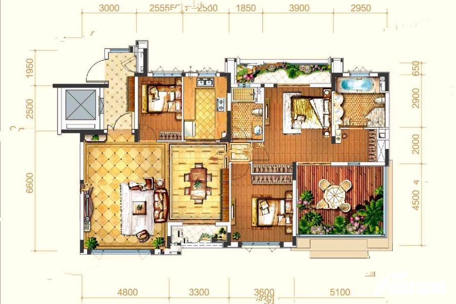 恒大林溪郡3室2厅2卫144㎡户型图