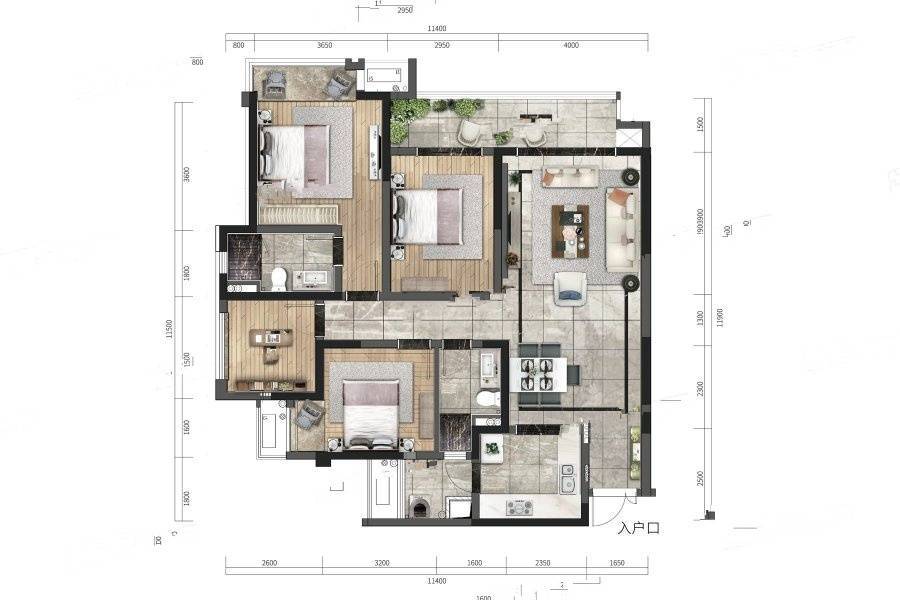 电建洺悦府4室2厅2卫130㎡户型图