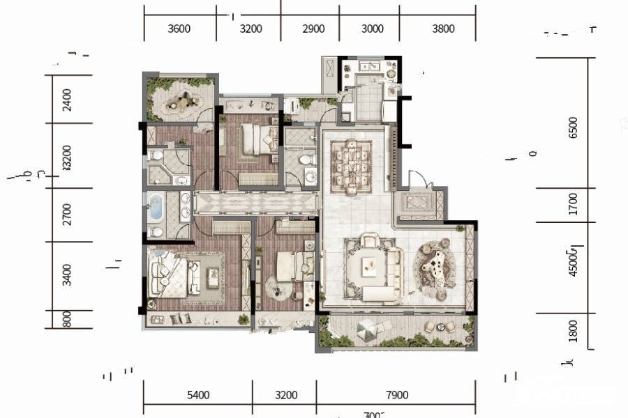 金融街融府（公寓）4室2厅3卫户型图