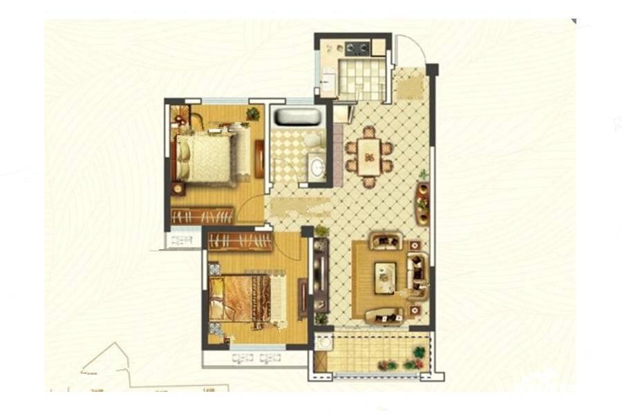 银湖福安家园2室2厅1卫90.3㎡户型图