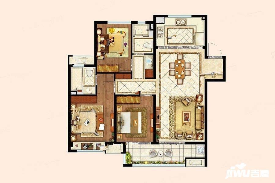 昌建融创湖润园3室2厅2卫126㎡户型图