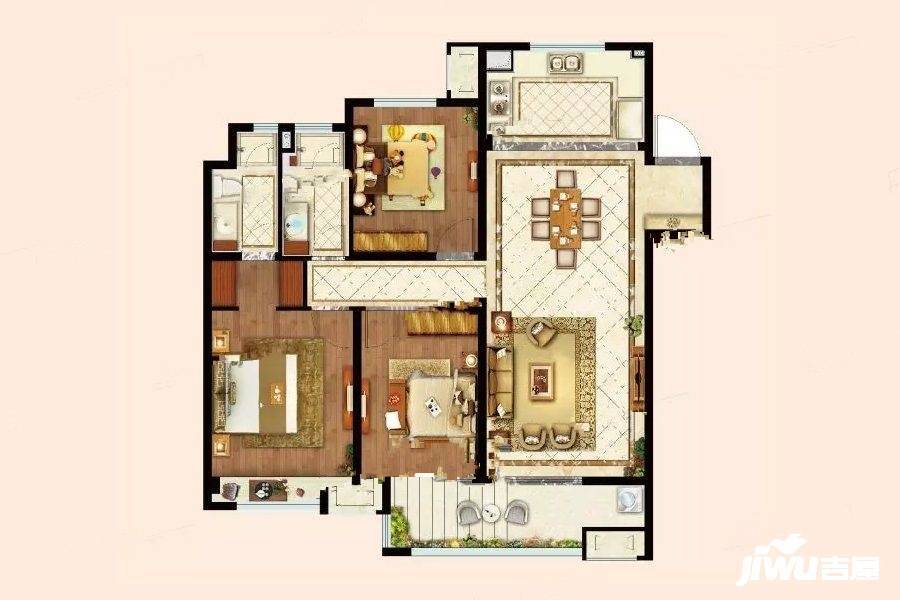 昌建融创湖润园3室2厅2卫136㎡户型图