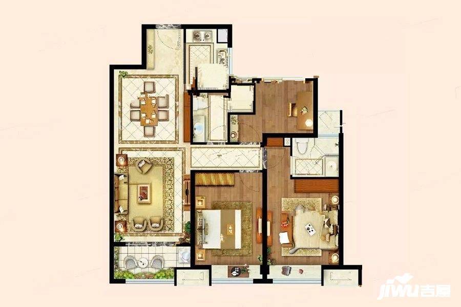 昌建融创湖润园3室2厅2卫109㎡户型图