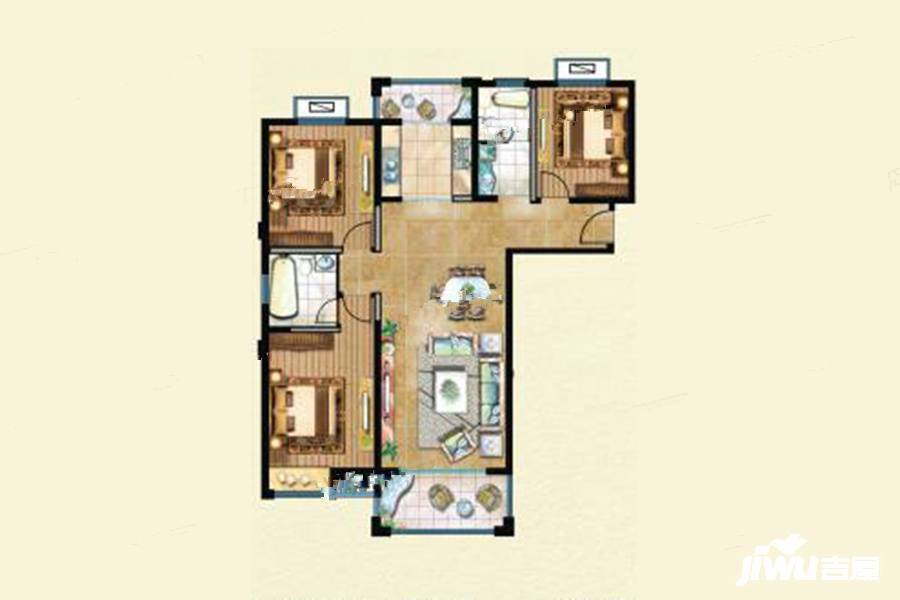 粤港臻园3室2厅2卫135㎡户型图