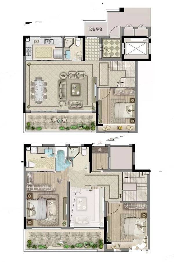 蓝城桂语听澜3室2厅3卫150㎡户型图