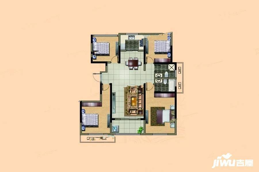 汇锦学府家园4室2厅2卫140㎡户型图