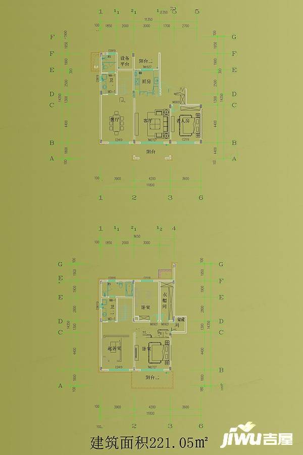 阜城别院4室3厅3卫221.1㎡户型图