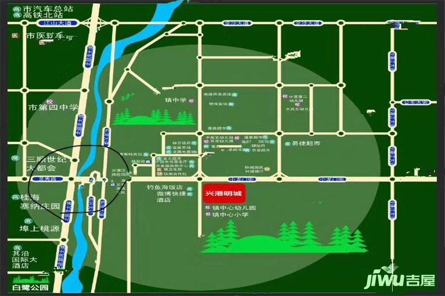 兴港明城位置交通图