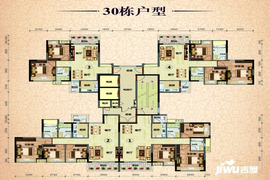 御景豪园3室2厅2卫107.9㎡户型图